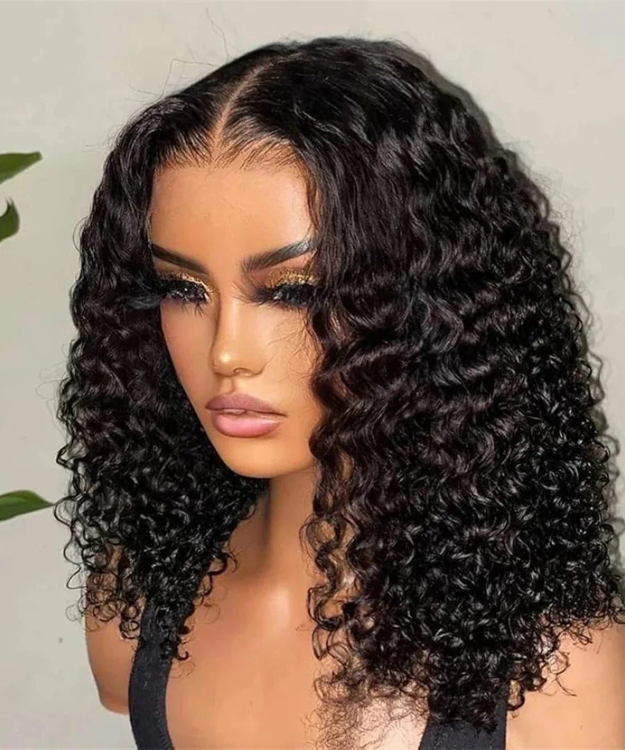 Deep Water Wave Human Hair Bob Wigs 180% Density