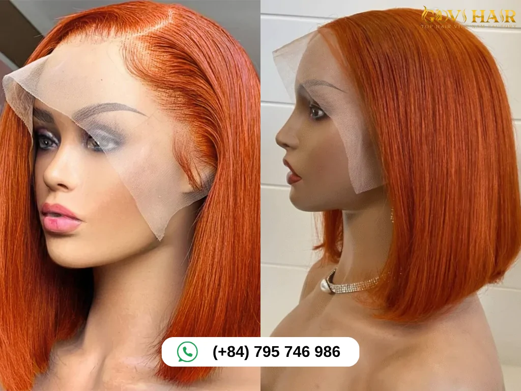 Ginger Bob Lace Front Wig 100 % Human Hair