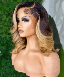 Body Wave Human Hair Bob Wigs Honey Blonde Color