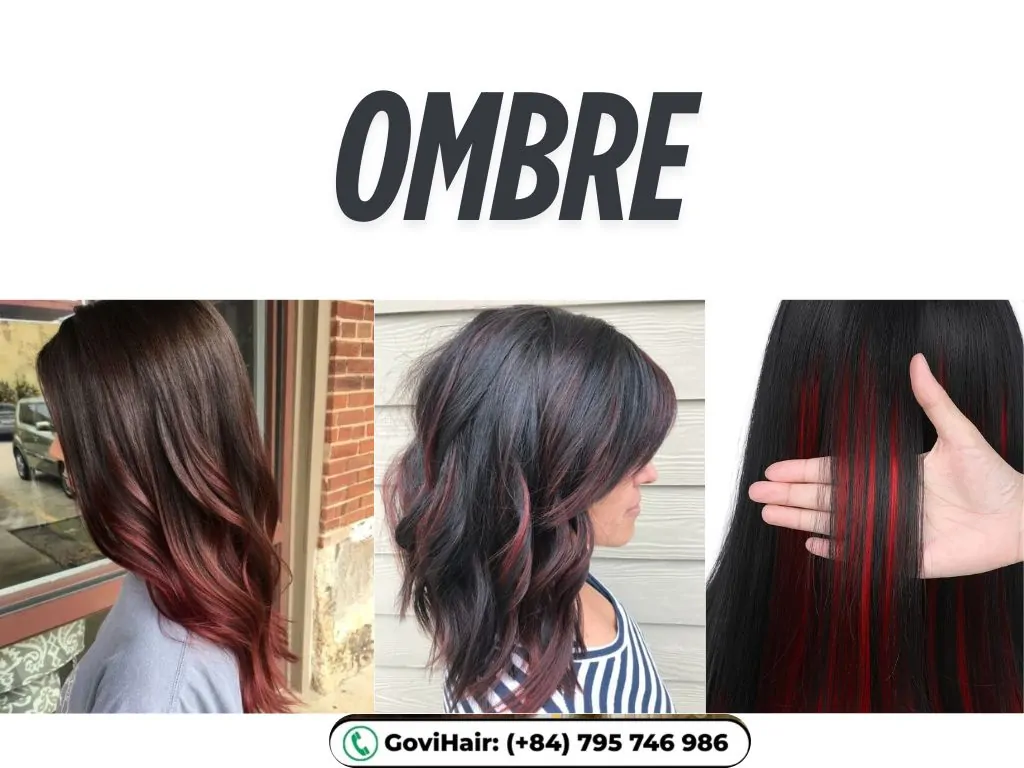 22 Best Red Highlights on Black Hair That Are Trending in 2026 6 Ombre
