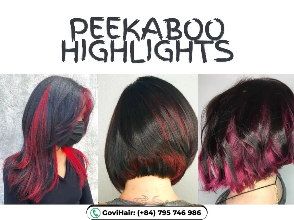 22 Best Red Highlights on Black Hair That Are Trending in 2026 8 Peekaboo highlights