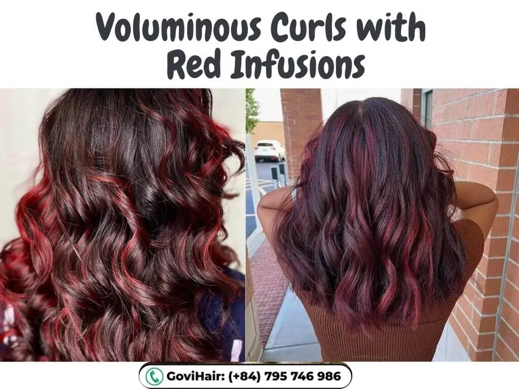 22 Best Red Highlights on Black Hair That Are Trending in 2026 11 Voluminous Curls with Red Infusions