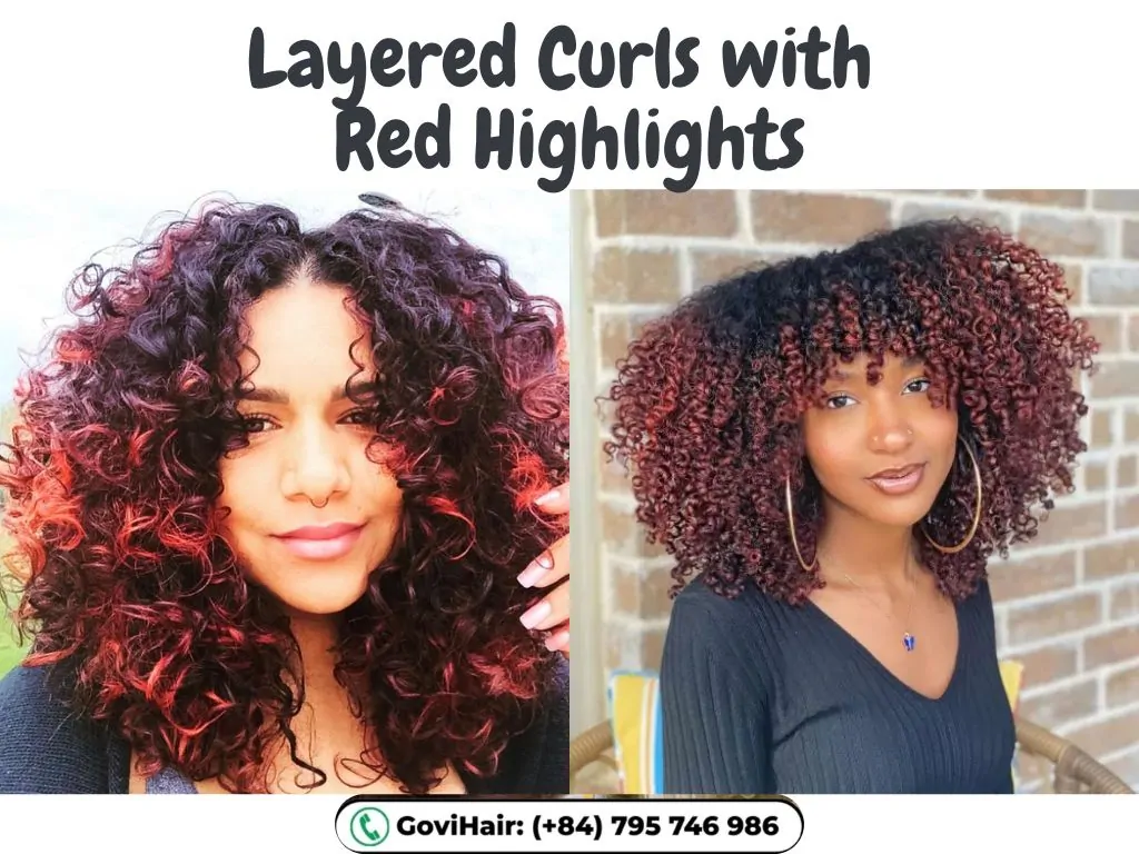 22 Best Red Highlights on Black Hair That Are Trending in 2026 28 Layered Curls with Red Highlights