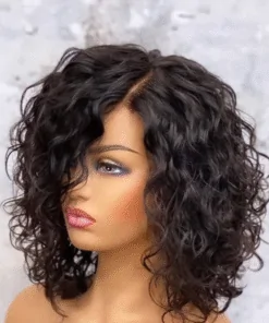 Water Wave Lace Closure Human Hair Curly Bob Wigs