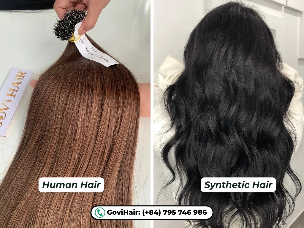 Brown human hair vs black synthetic hair extensions