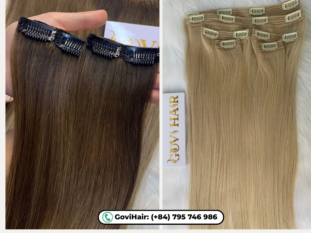 Brown and blonde clip in hair extensions