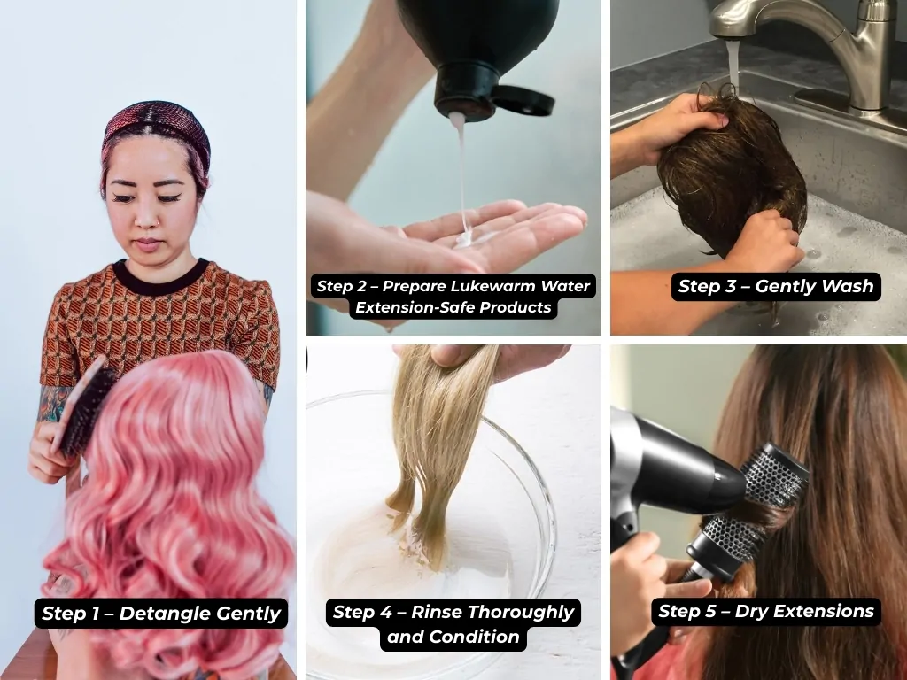 5 steps on how to wash hair extensions at home