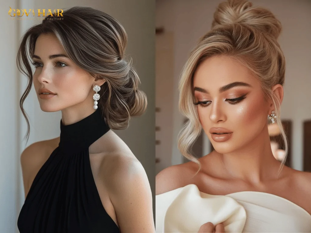 Elegant updo hairstyle with neatly pinned hair