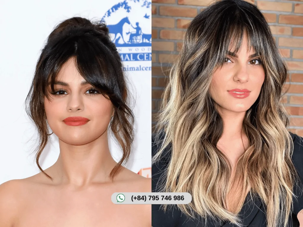 Rounded bangs softening a sharp jawline beautifully