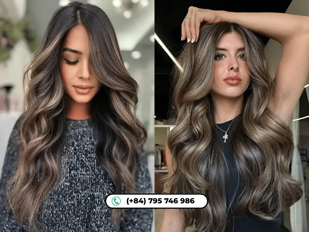 Light ash brown hair shade for a gentle ashy finish