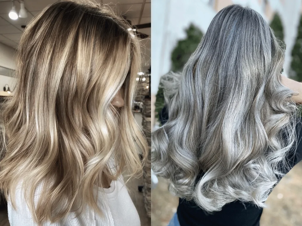 Silver ash hair color with metallic silver undertones