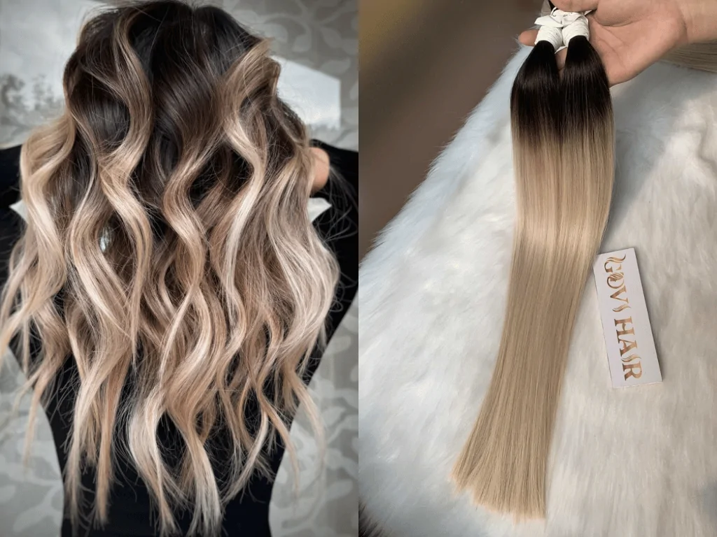 Ash balayage hair with cool-toned highlights