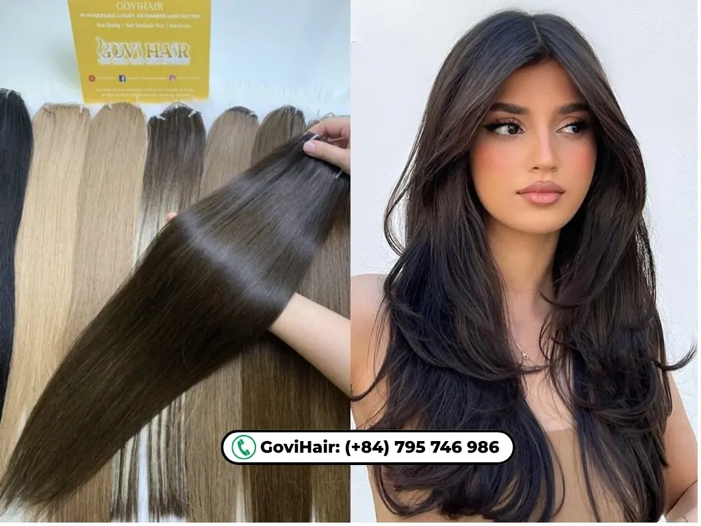 Feather extensions are styled to resemble bird feathers.