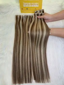 100% Human Hair Flat Weft Hair Extensions Mix Piano Color