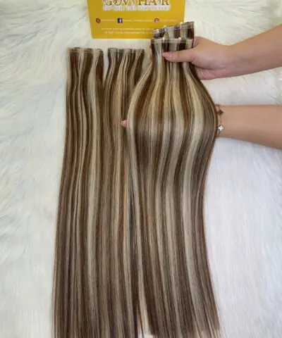 100% Human Hair Flat Weft Hair Extensions Mix Piano Color
