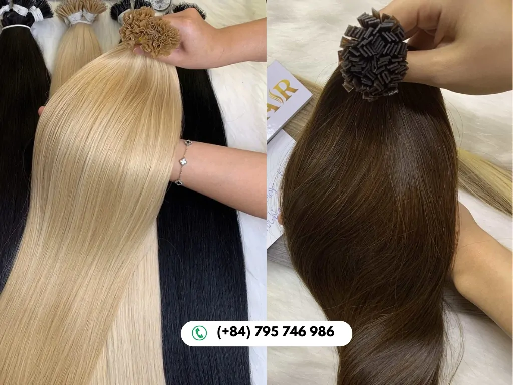 natural keratin tip hair extensions with silky texture at Govihair