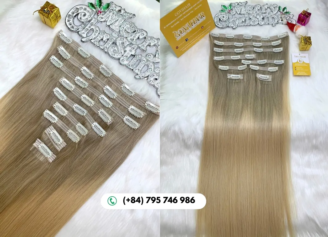 Easy-to-install clip in human hair extensions from GOVIHAIR