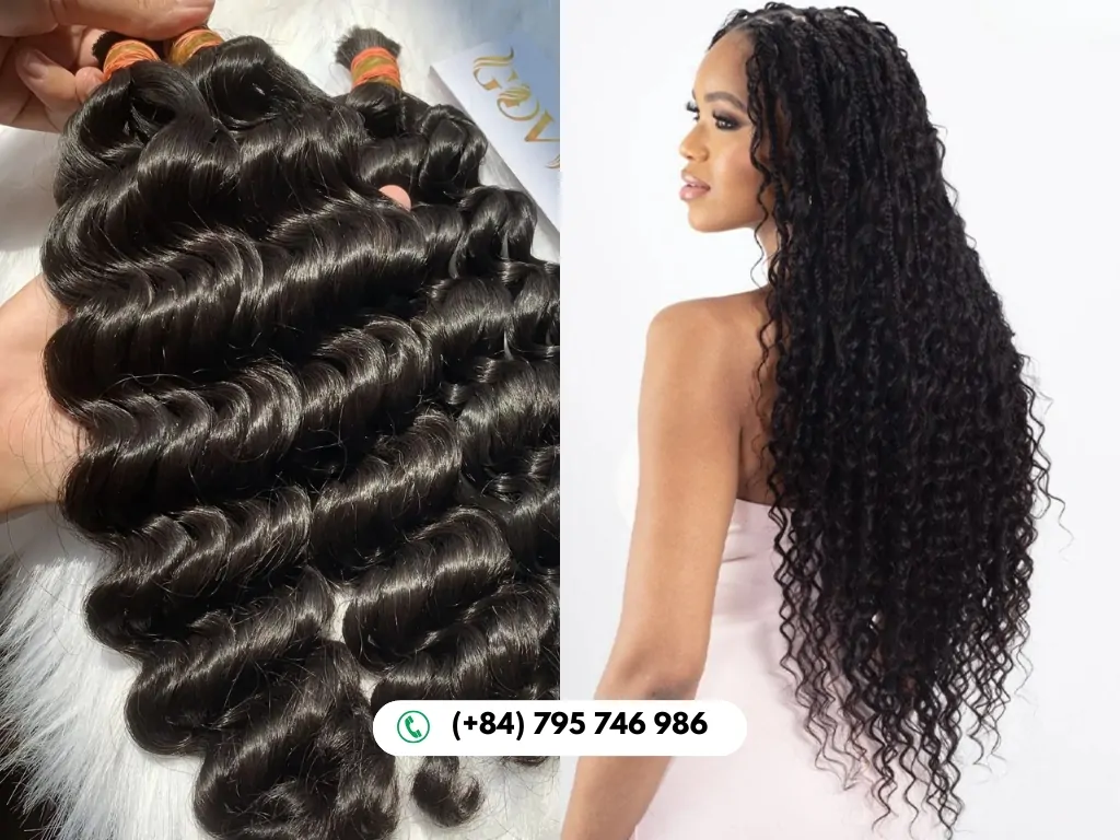 Premium Bulk Wet and Wavy Human Hair for Braiding, silky and bouncy