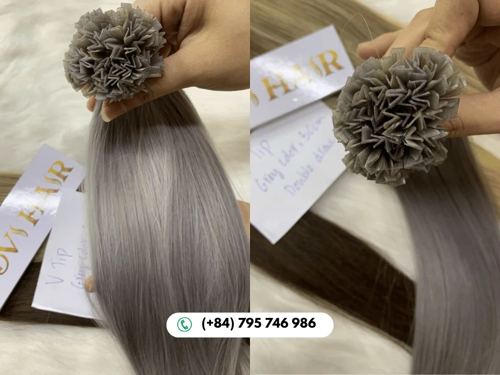 V tip hair extensions come with keratin tips shaped like a “V” for a seamless blend