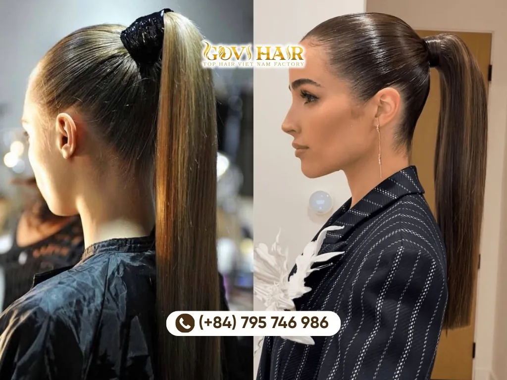 A high straight ponytail lifts your cheekbones confidence