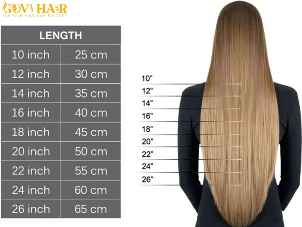The length of tape-in hair extensions
