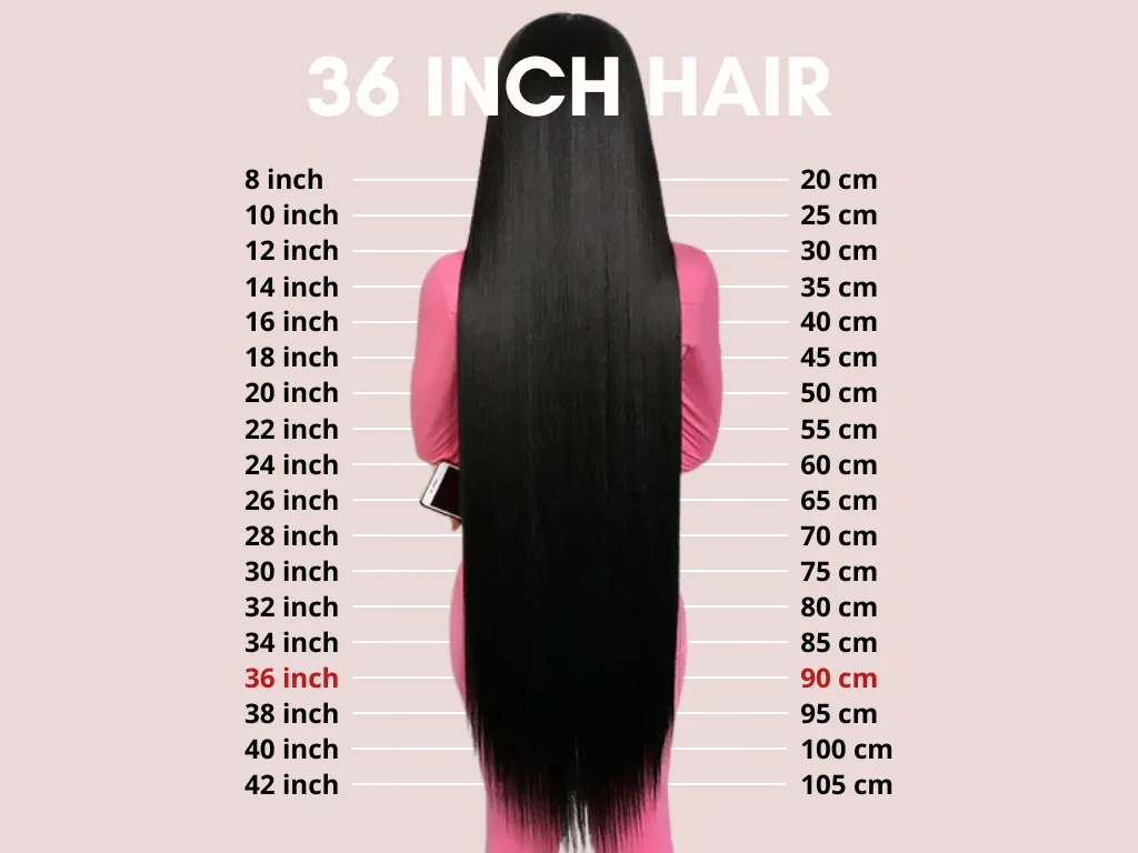 36 inch hair measuring approximately 36 inches from root to tip when straightened