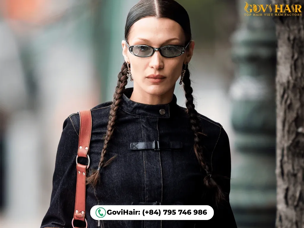 90s braided pigtails hip-hop street style