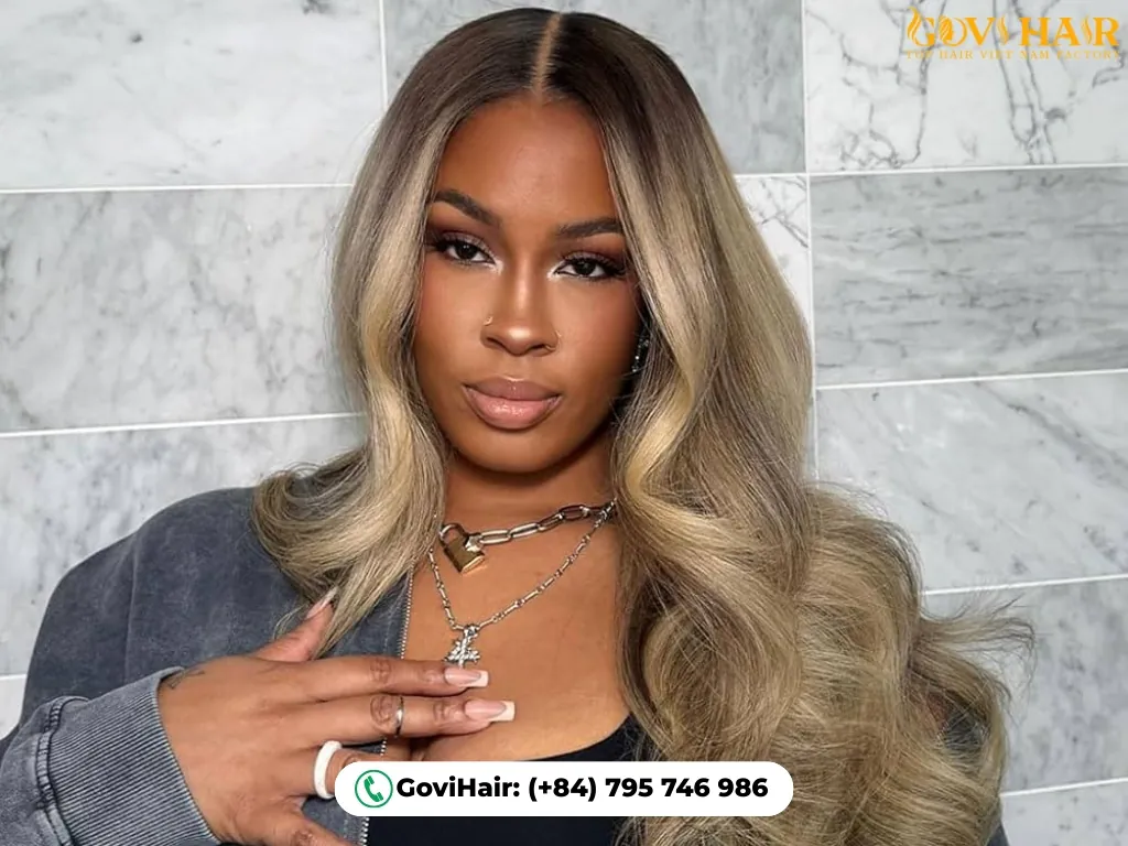 Ash Blonde Ombre with dark roots fade