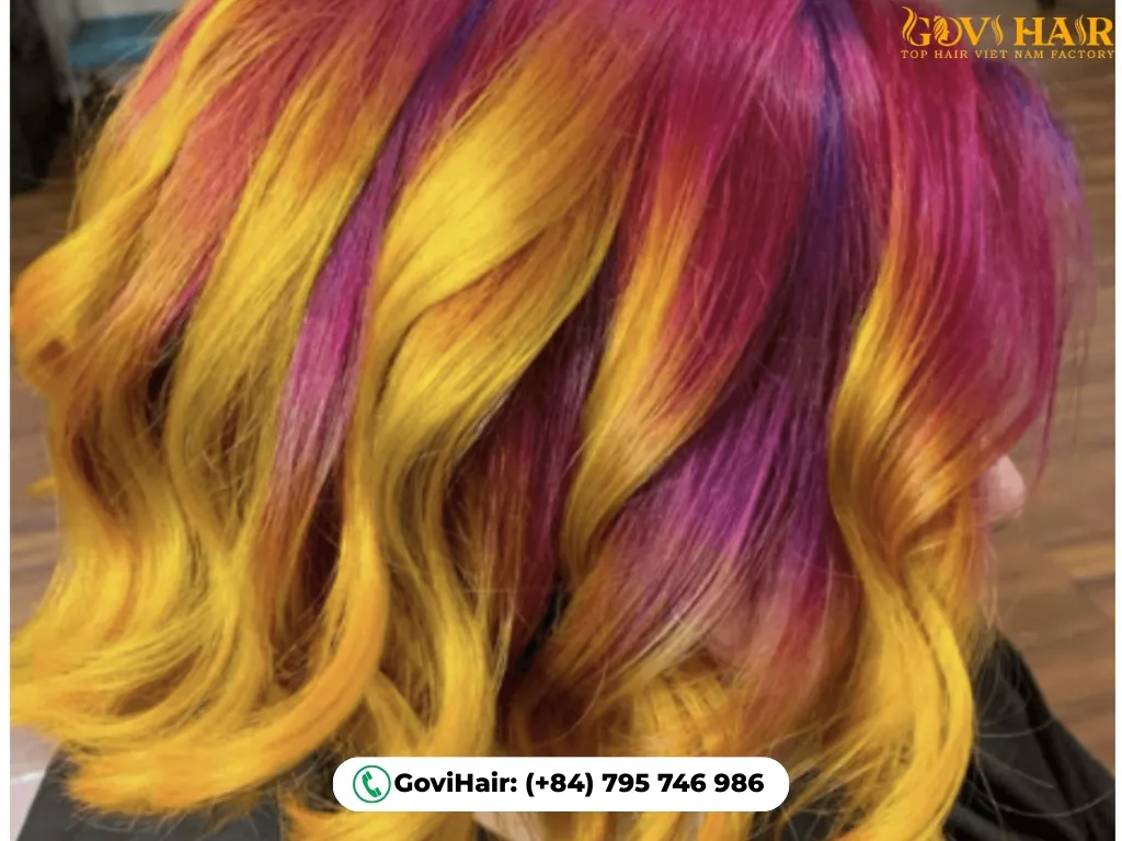 Avant-garde eggplant yellow hairstyle