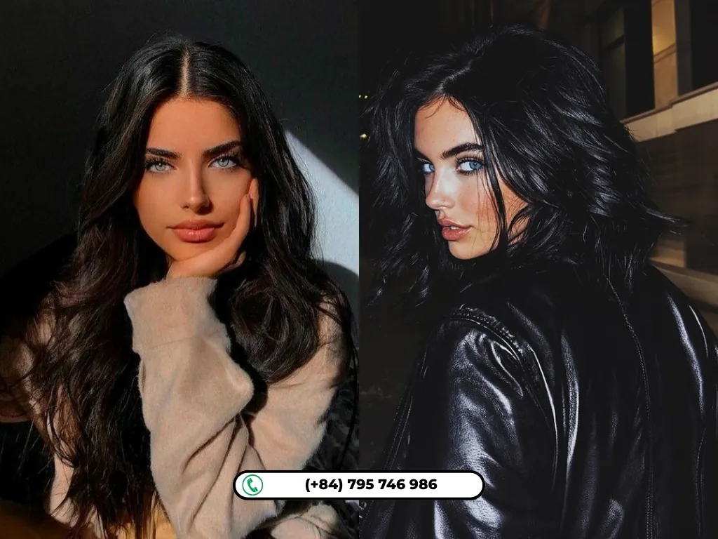 Effortless wavy long black Hair best for blue eyes