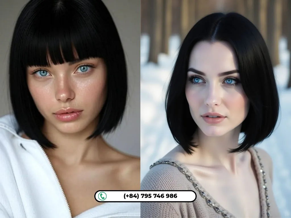 Long Black Bob for Blue Eyes