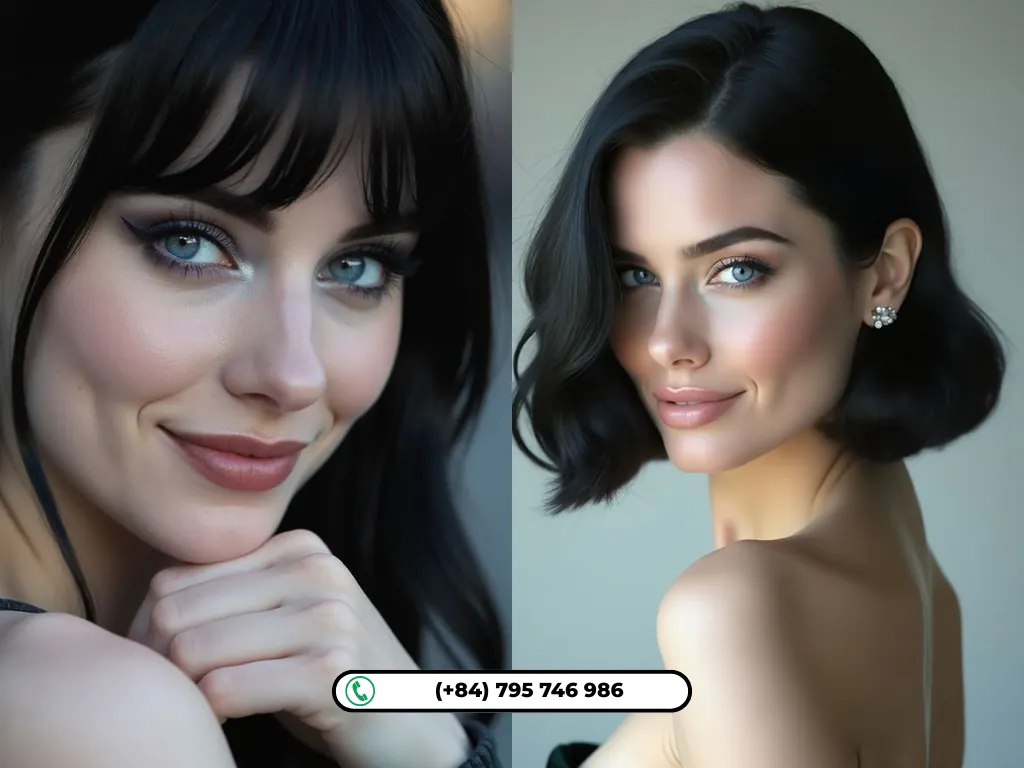 Women with blue eyes and black hair