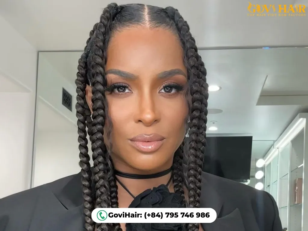 Bold 90s jumbo box braids look