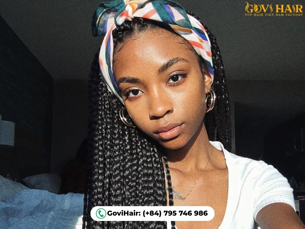 Braided hairstyle with thick fabric headband