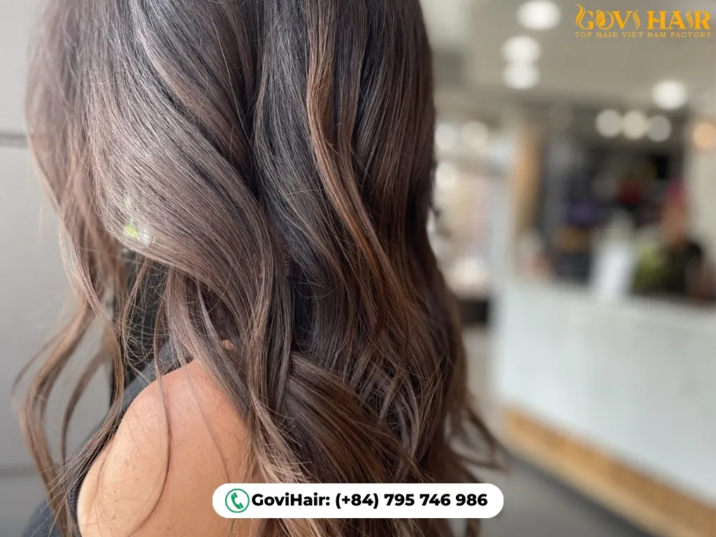 Brassy brown hair with orange undertones