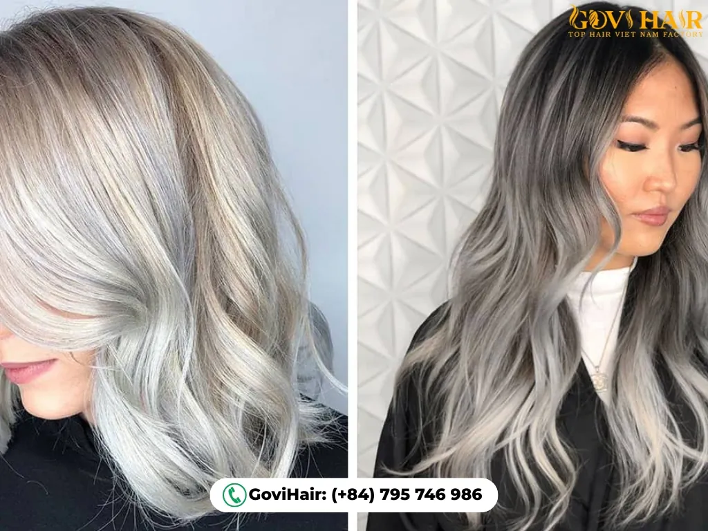 Chic two-tone hair with hints of gray
