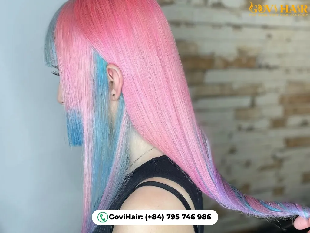 Cotton candy pastel two-tone straight hair