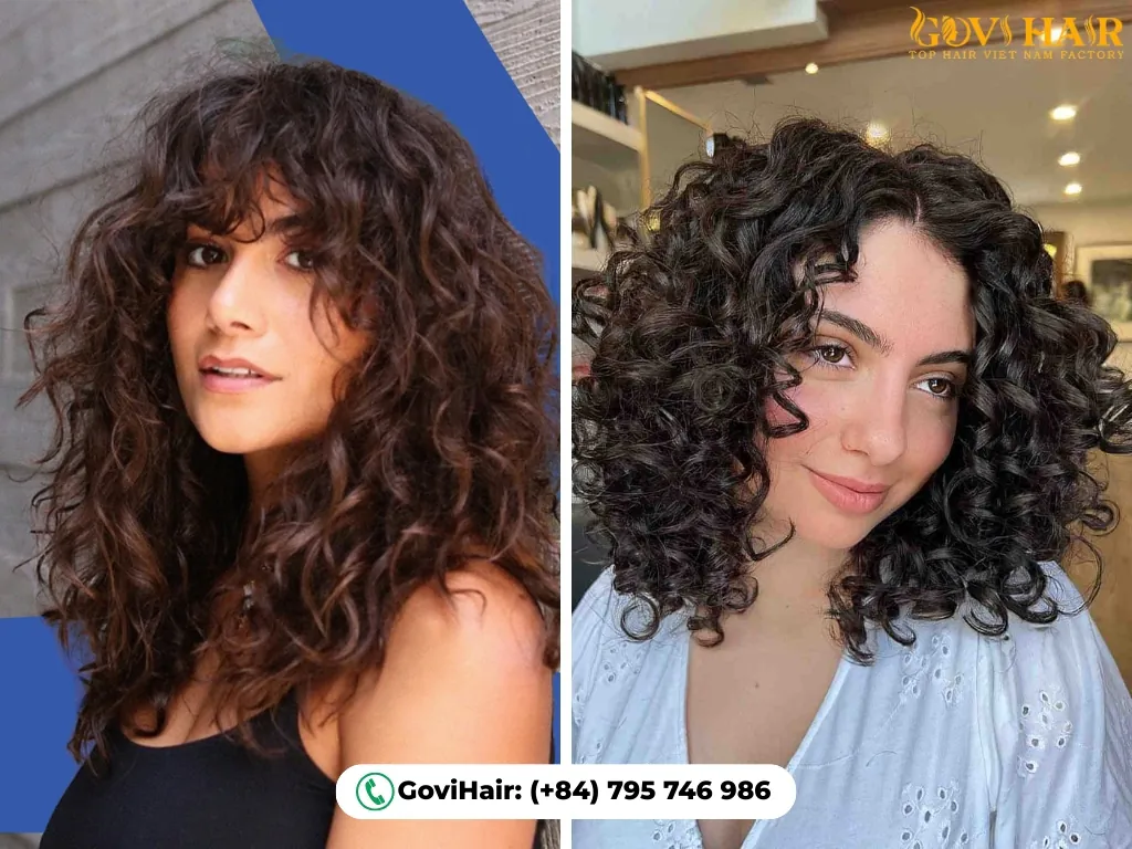 Curly look: lifted with bangs or defined without