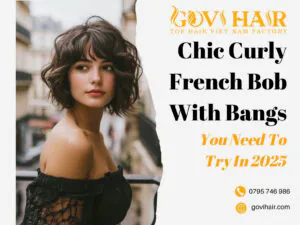 curly french bob with bangs