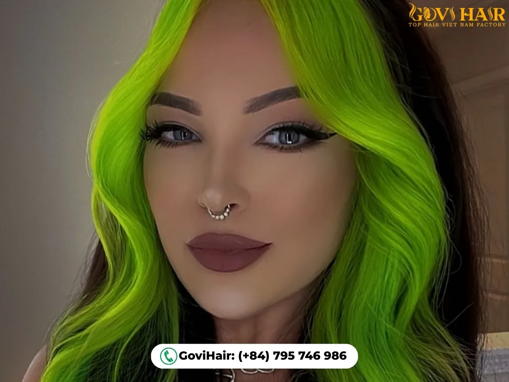 Cyber-goth green black hair updo