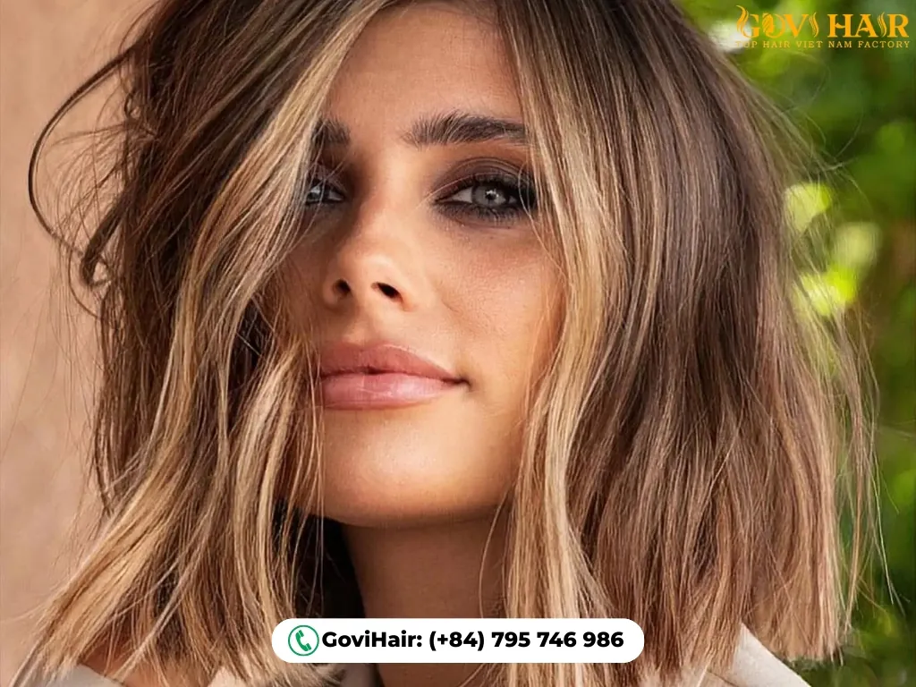 Face-framing highlighted two-tone bob