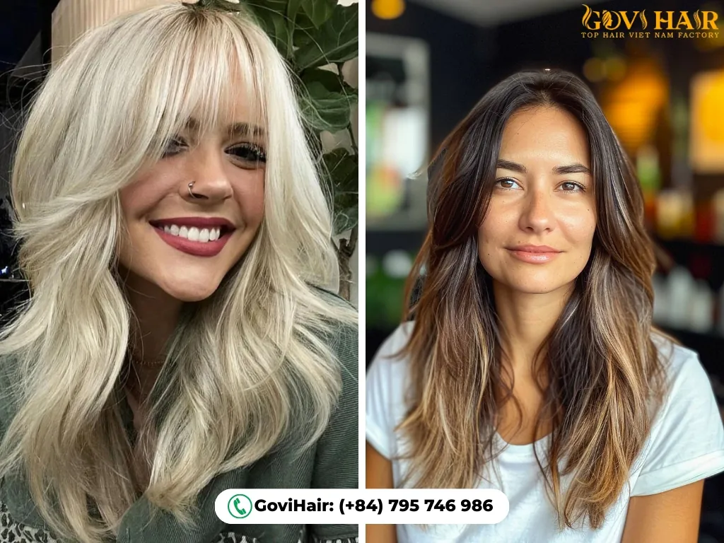 Layered hair: curtain bangs or clean no bangs