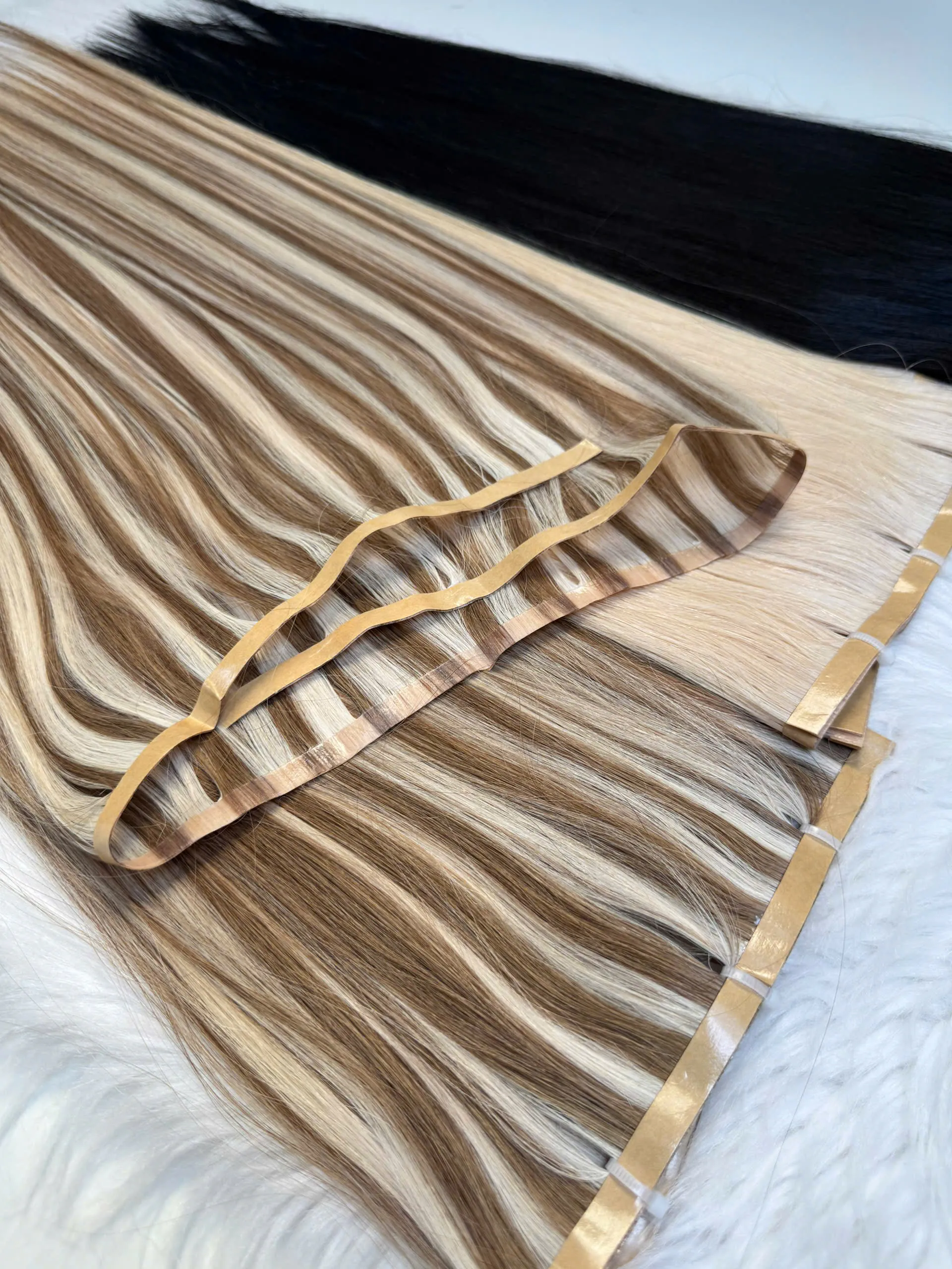 Long Tape In Hair Extensions Mix Piano Color