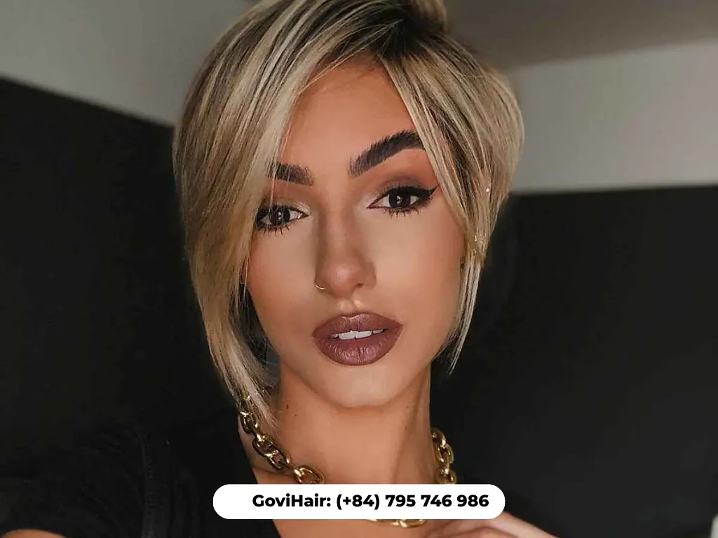 Modern sleek asymmetrical bob