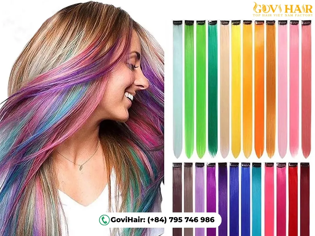 Multi-color hair extensions two-tone style