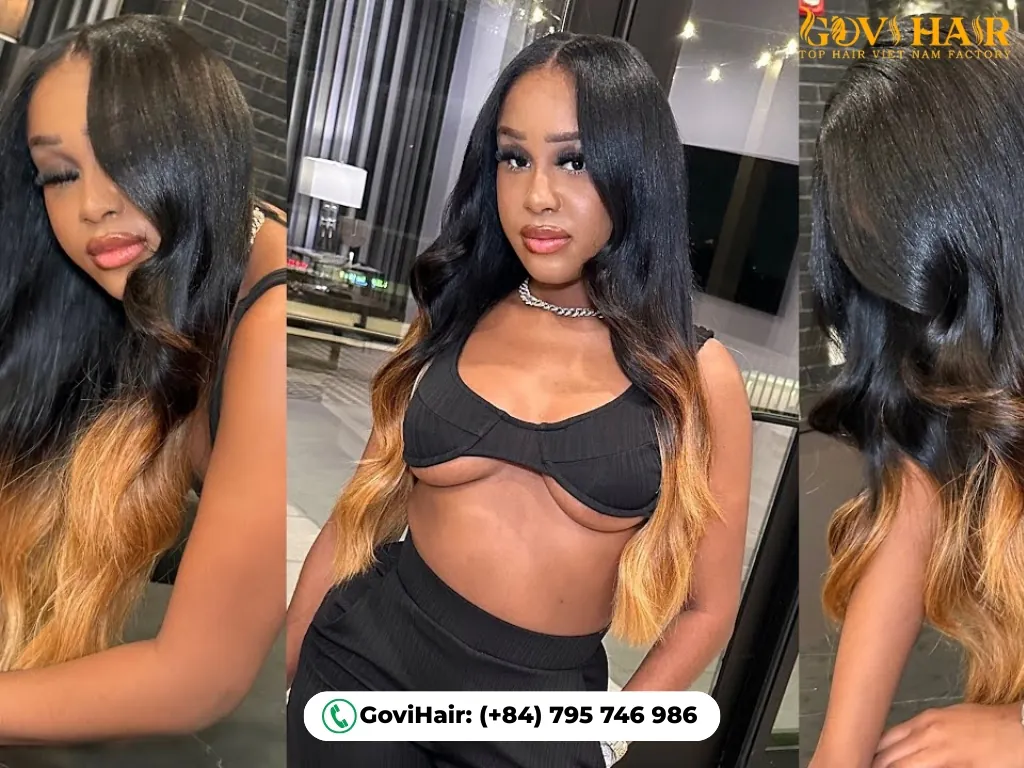 Ombre quick weave hairstyle with bold color