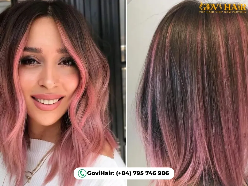 Pink and black two-tone cropped cut