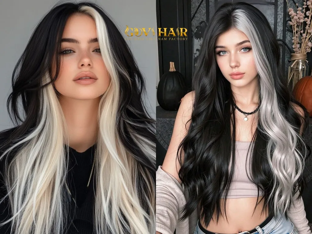 Platinum highlights on black hair is perfectly suited for protective styles