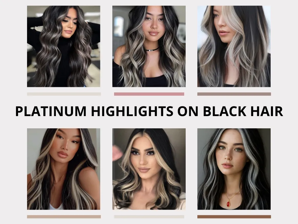 platinum highlights on black hair