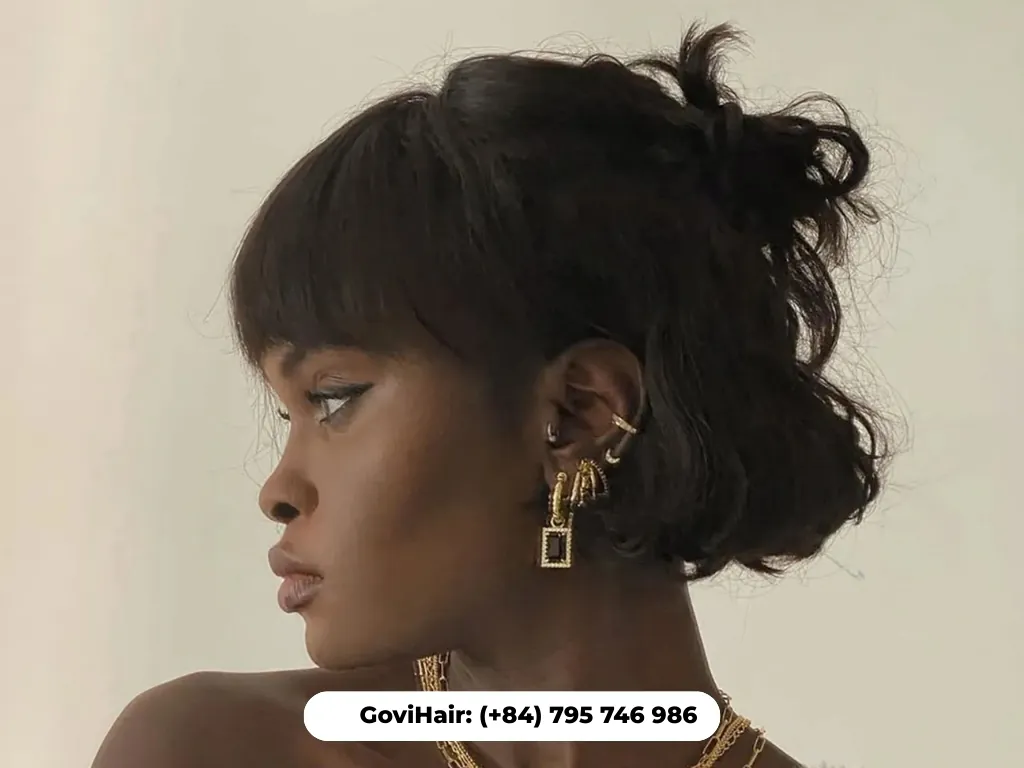 Playful bob with top knot